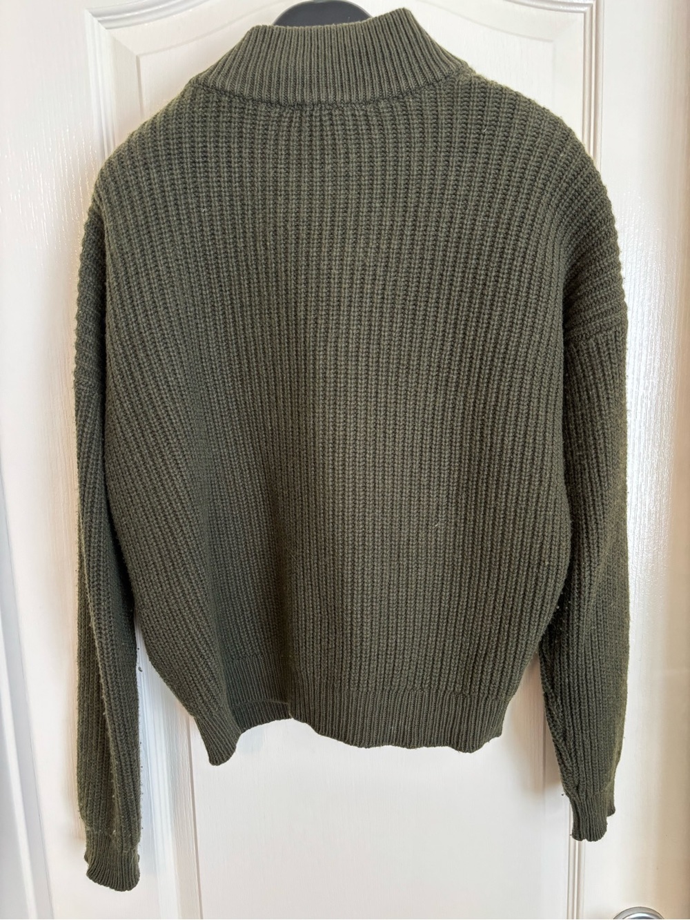 Sézane Olive Green Ribbed Button Cardigan - Picture 5 of 7